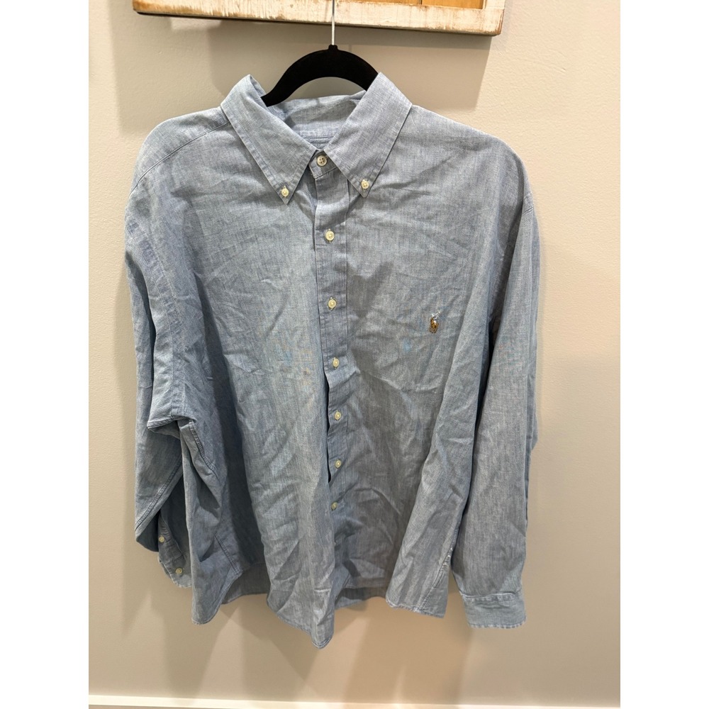 Ralph Lauren Mens Big & Tall 1XB Chambray Button Down Shirt Long Sleeve